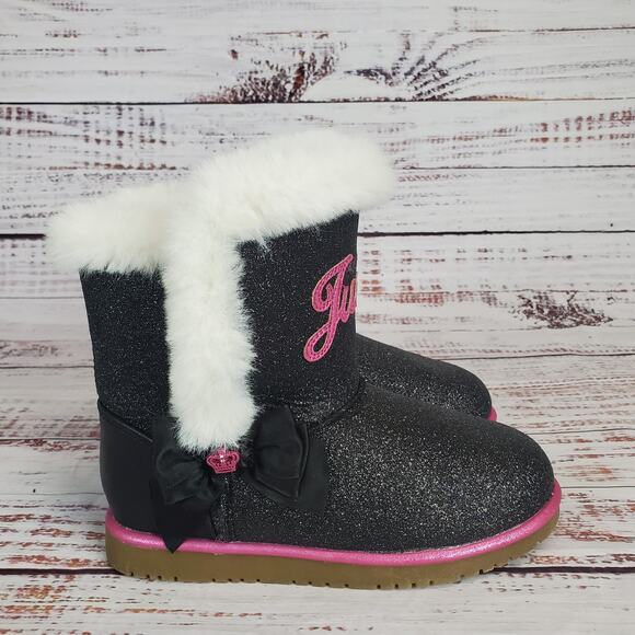 Juicy Couture Little Girl's Cachet Place Boots Size 2 Sparkle Fuzzy Trim Kidcore - Picture 3 of 10